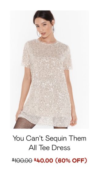You can’t sequin them all tee dress