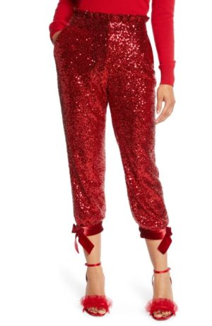 RED SEQUIN JOGGERS