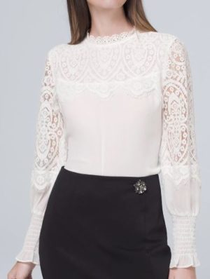 MOCK NECK LACE BLOUSE