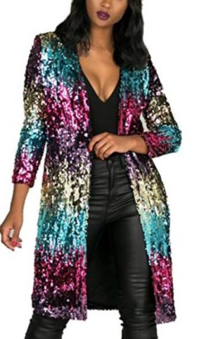 Long Sleeve Sequins Open Front Cardigan