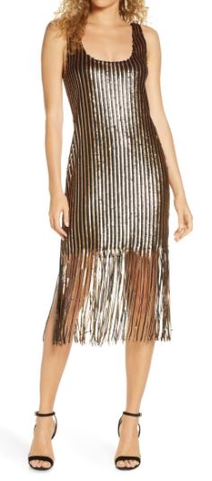 Sequin Fringe Sleeveless Sheath Dress