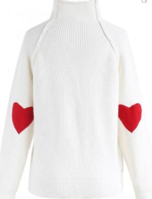 HEART AND SOUL PATCHED KNIT SWEATER